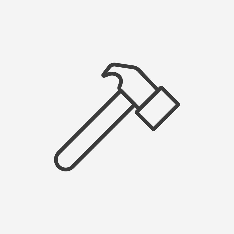 martillo, vector icono de carpintero sobre fondo gris