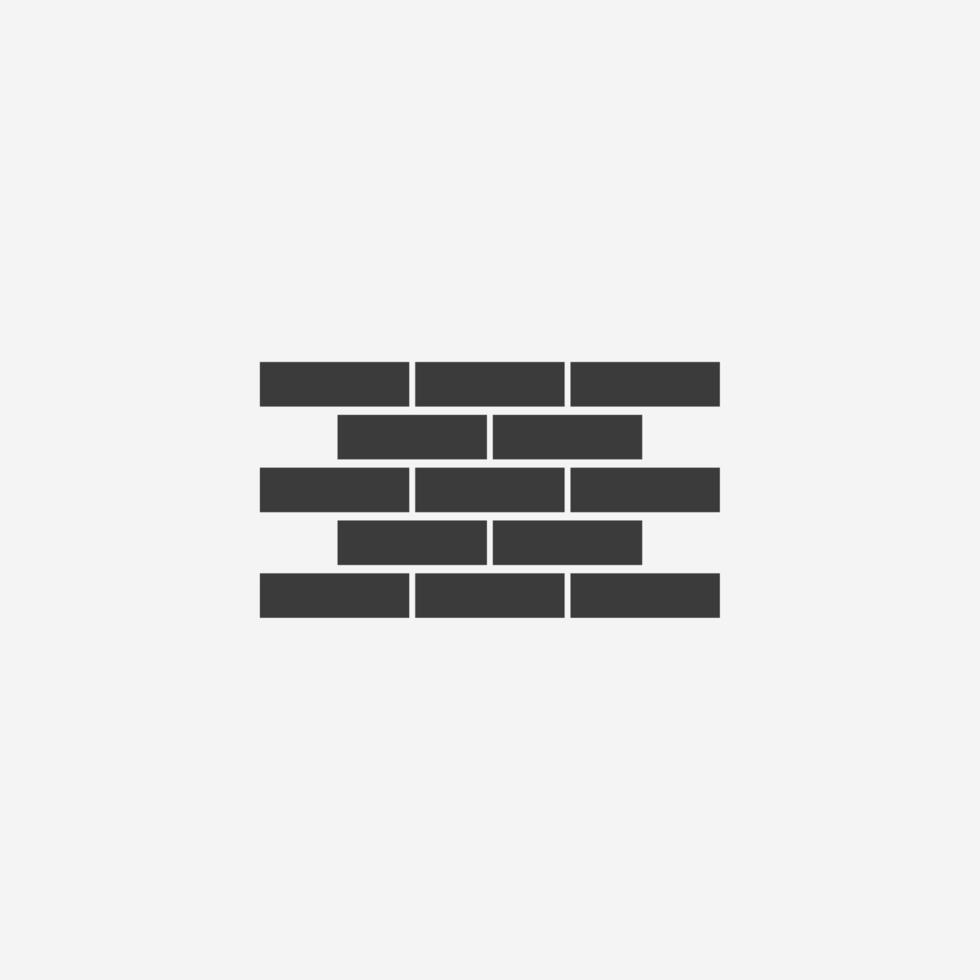 brick wall, brickwork icon vector on grey background