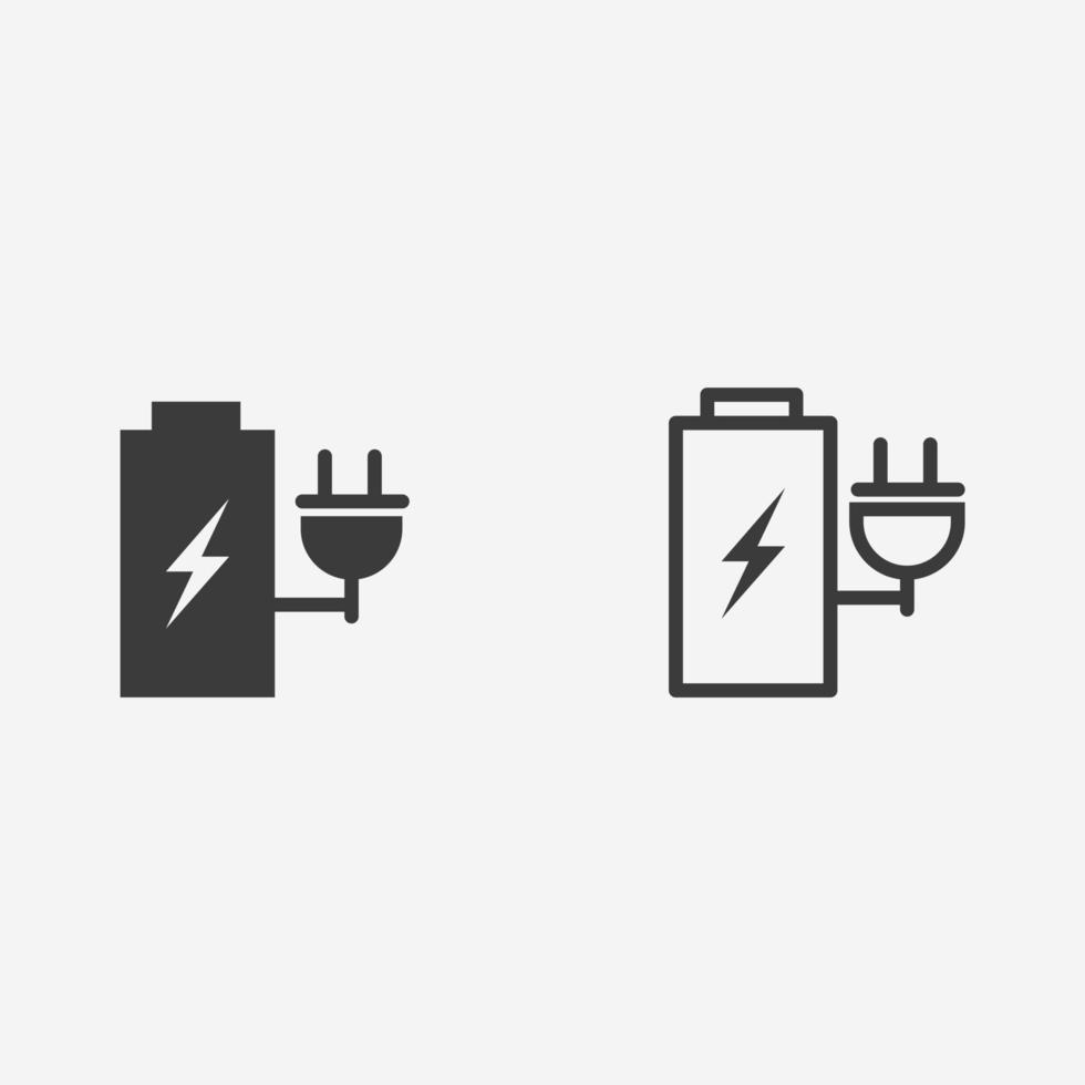 accumulator, charge, energy, battery icon vector isolated on grey background