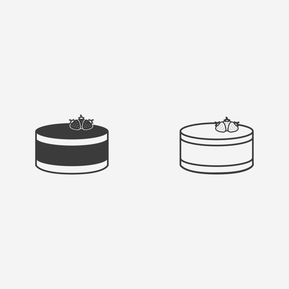 Sweet, cake, cheesecake with strawberry tasty symbol sign vector