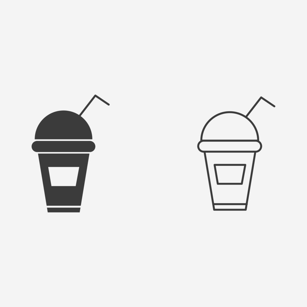 juice, milkshake, drink icon vector symbol on grey background