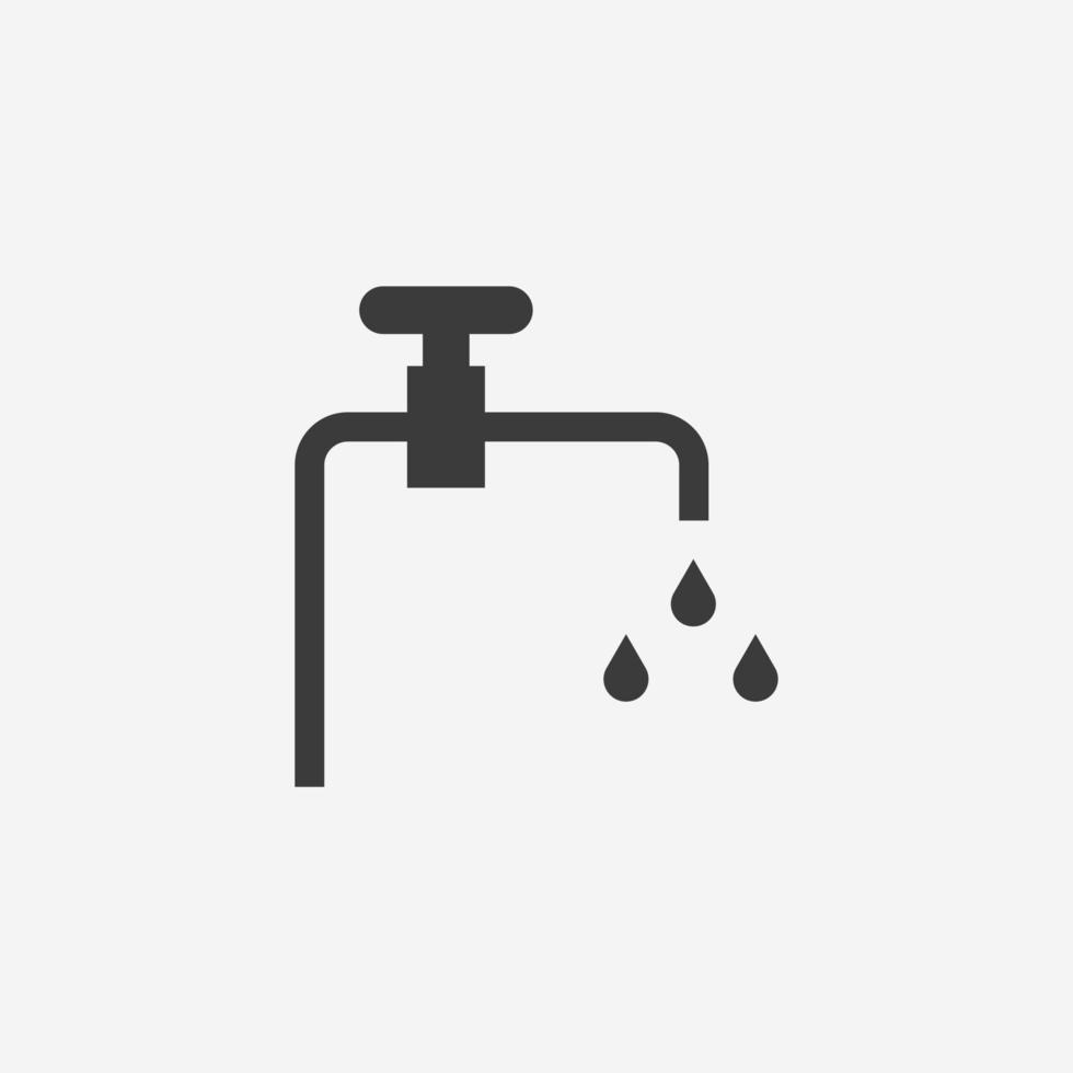 water supply, faucet icon vector isolated on grey background