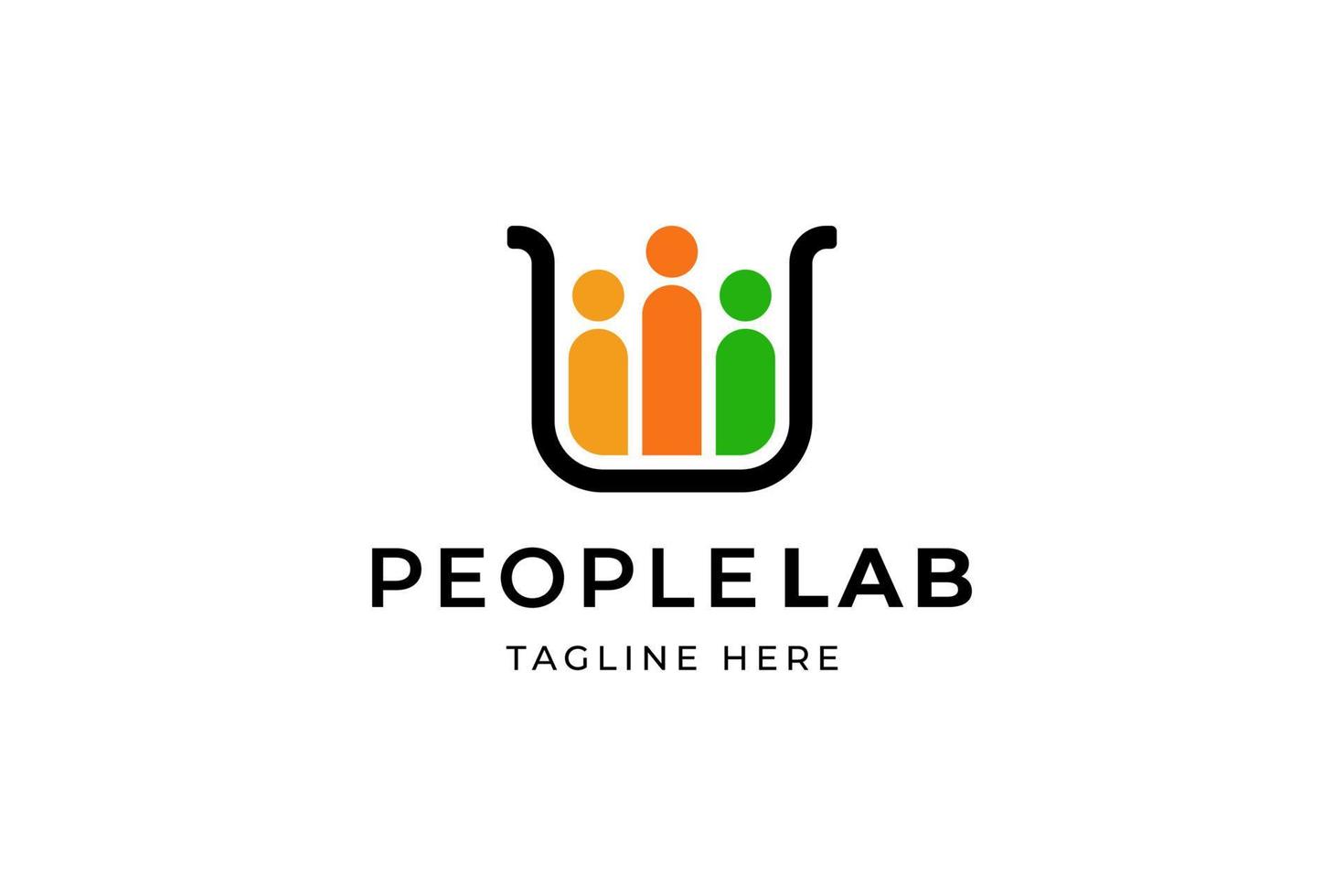 logotipo de laboratorio de personas verde naranja vector