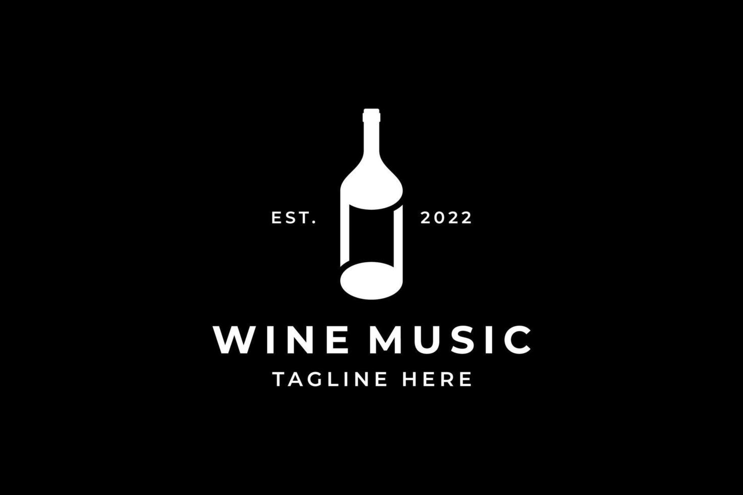 Black White Wine Music Simple Logo vector