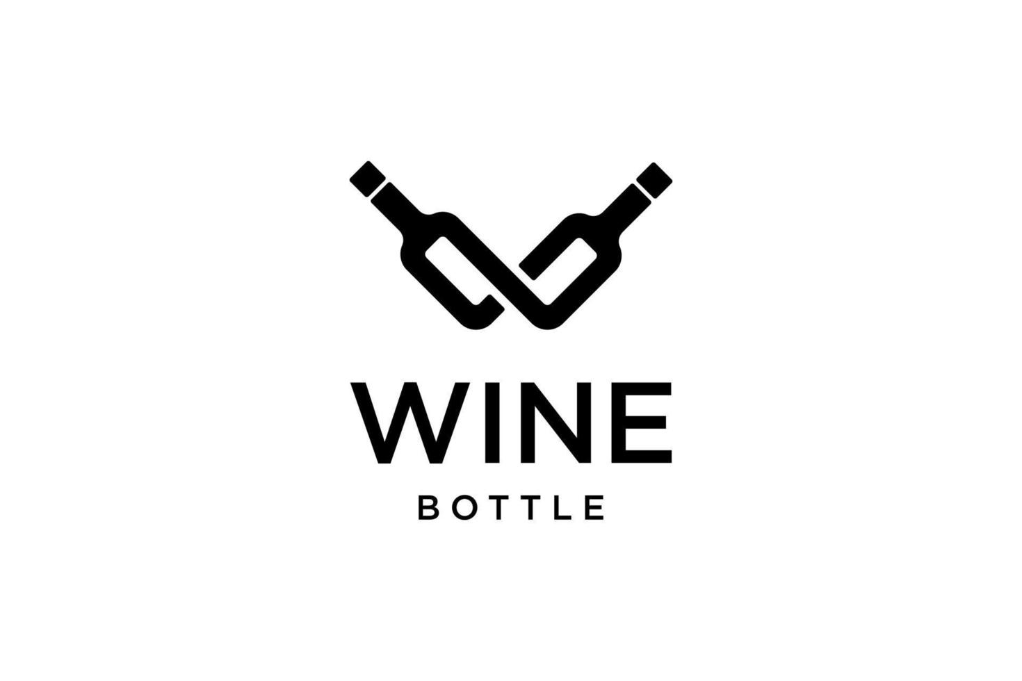 logotipo simple de botella de vino blanco negro vector