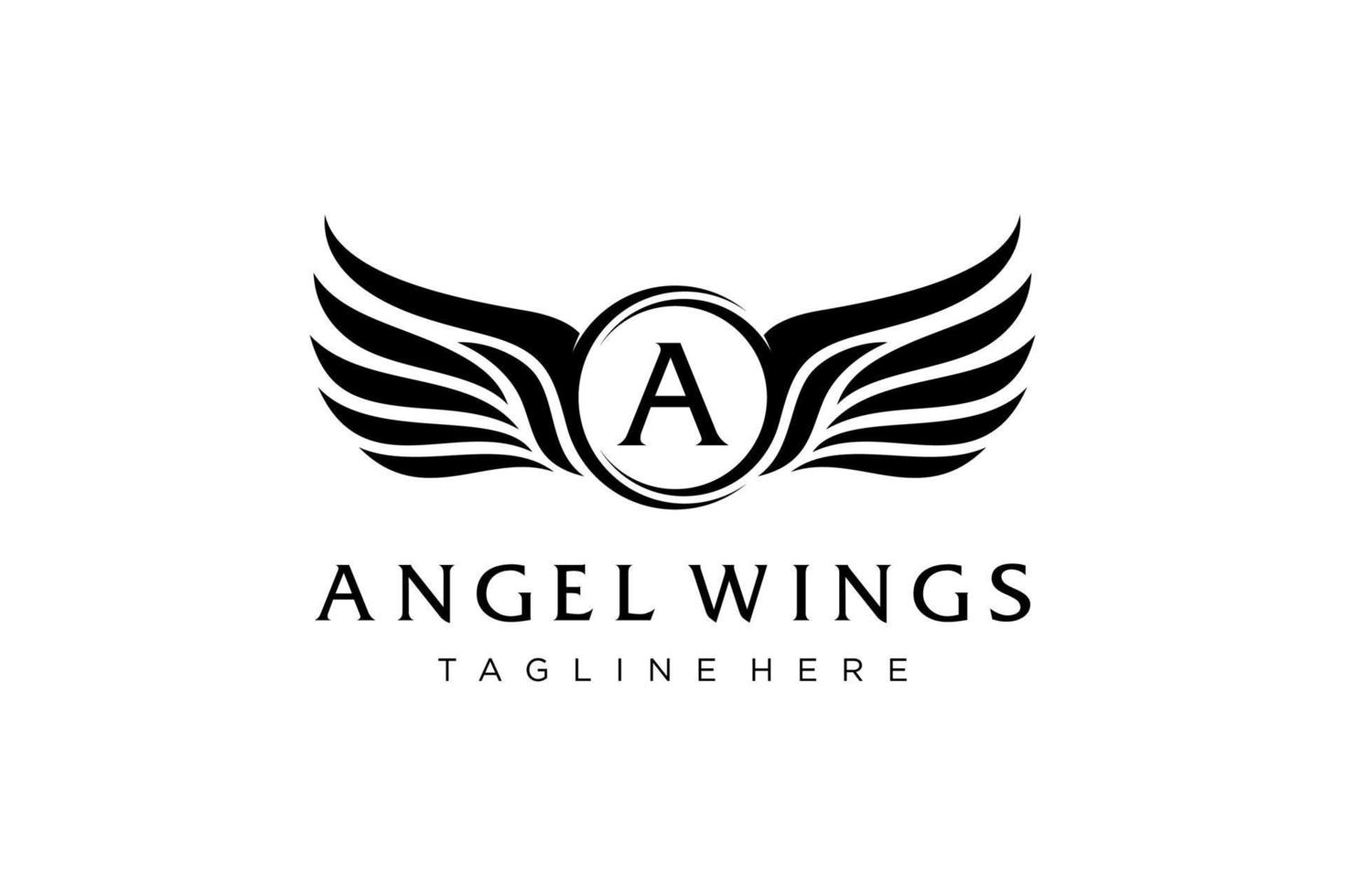 letra negra un logotipo de alas de ángel vector