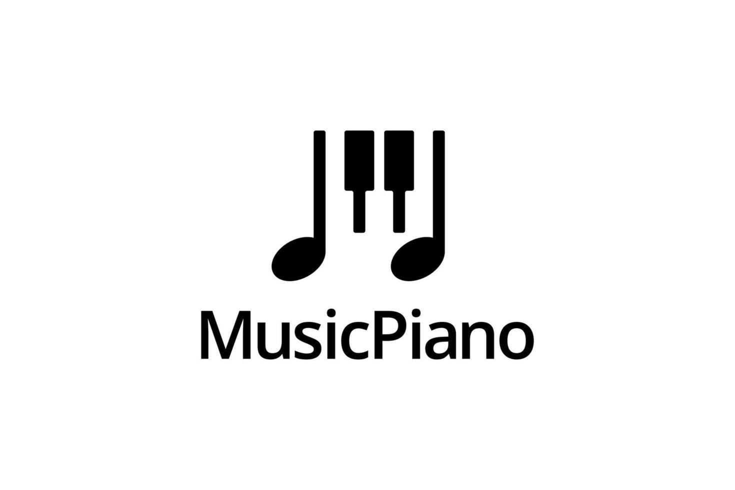 Black Simple Music Piano Logo vector