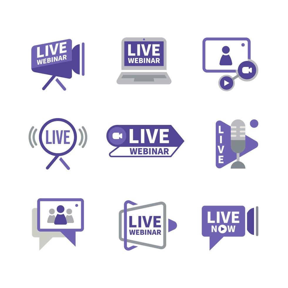 Set of Live Webinar Event Sign 13798512 Vector Art at Vecteezy