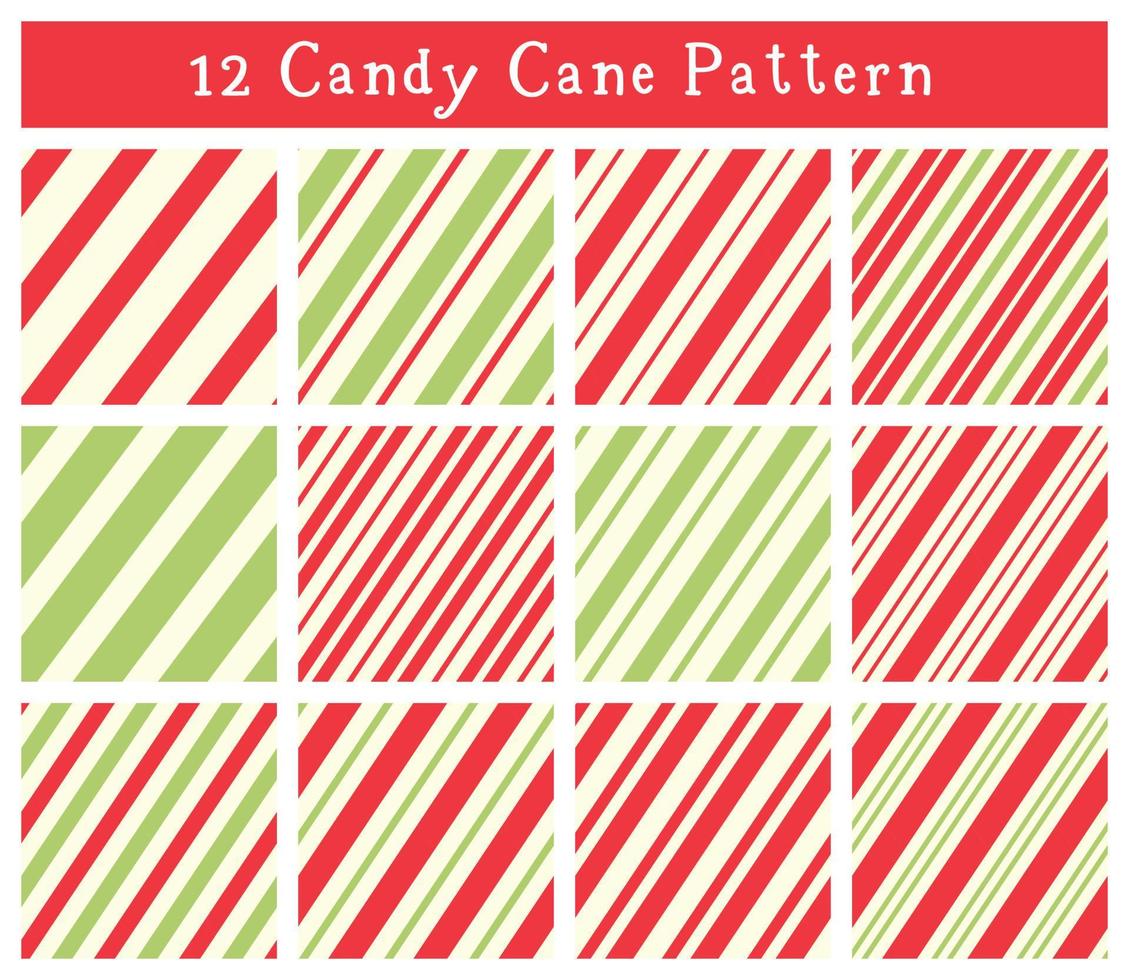 Candy cane Diagonal Stripe seamless pattern set Gift Wrap background wallpaper vector