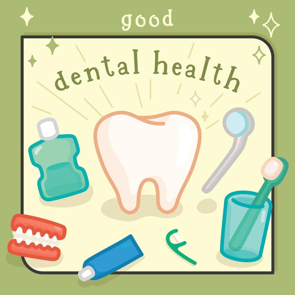 good dental health month kawaii doodle flat cartoon vector illustration