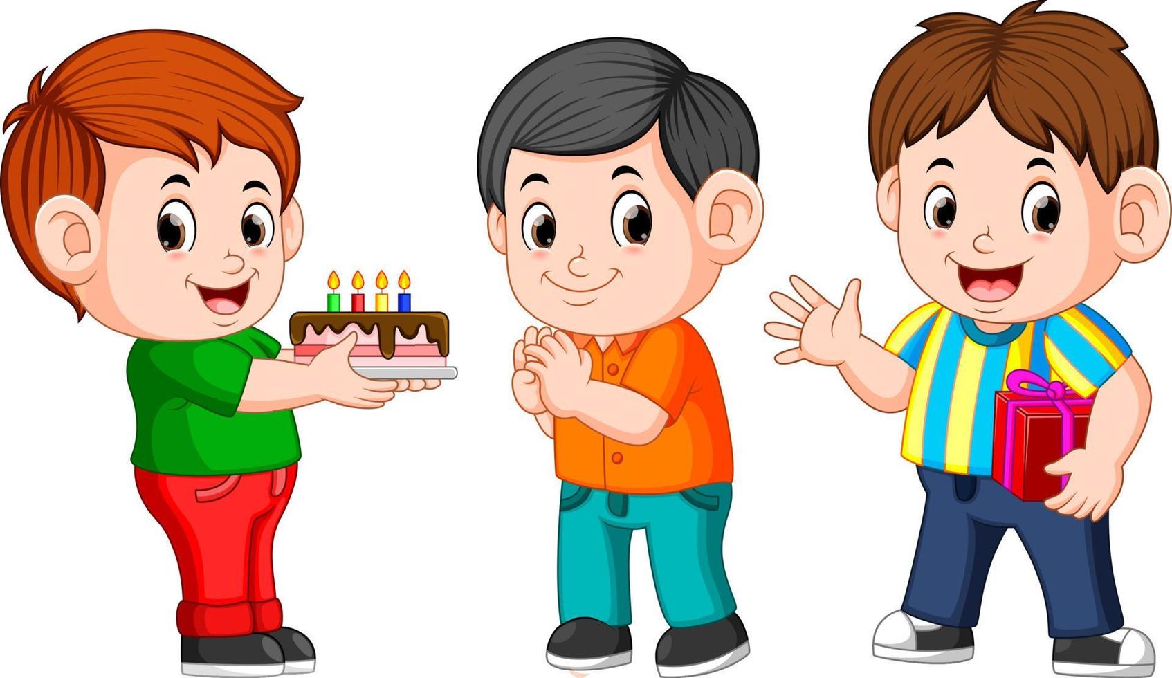 Kids celebrating a birthday party vector