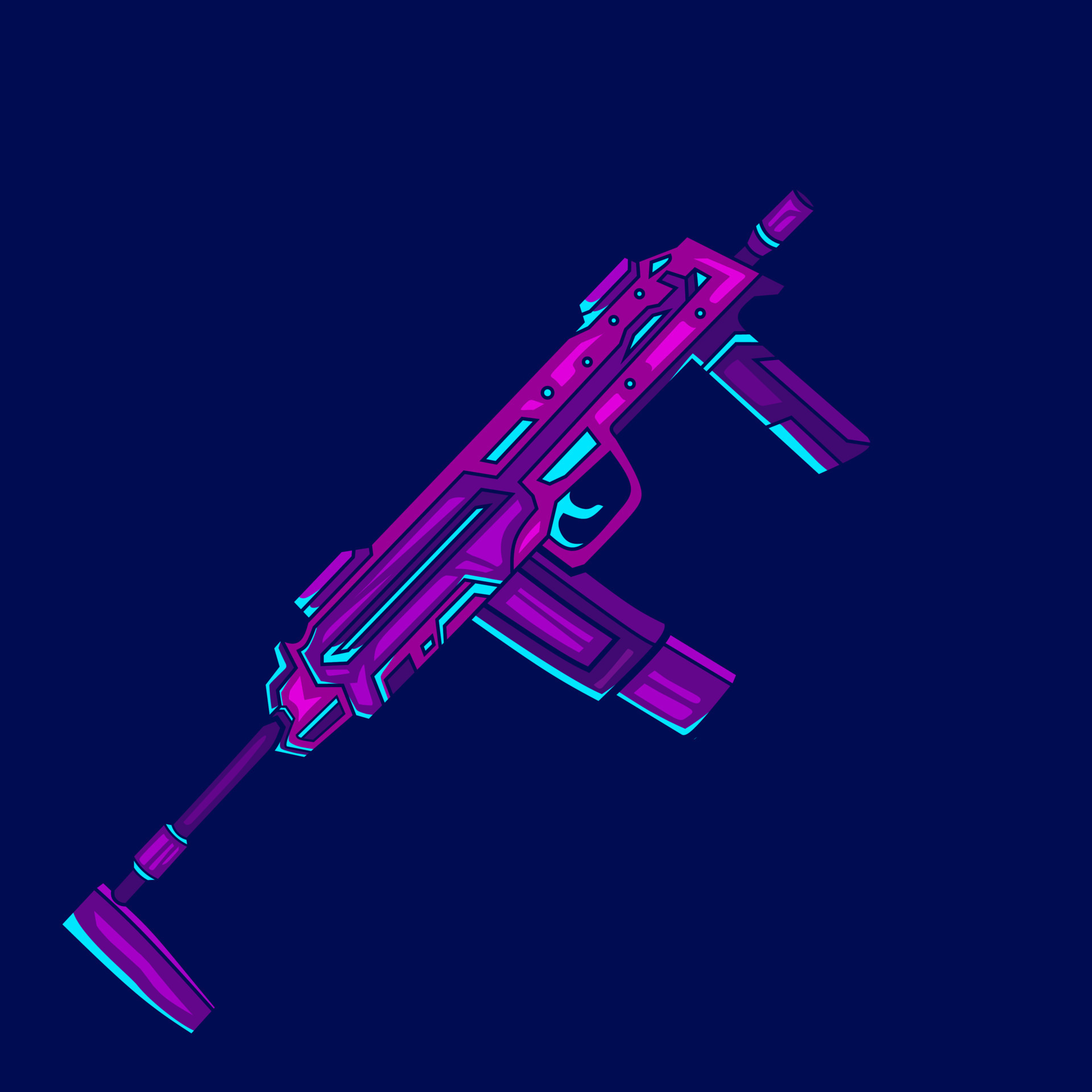 War machine riffle gun weapon in cyberpunk style art. Abstract vector