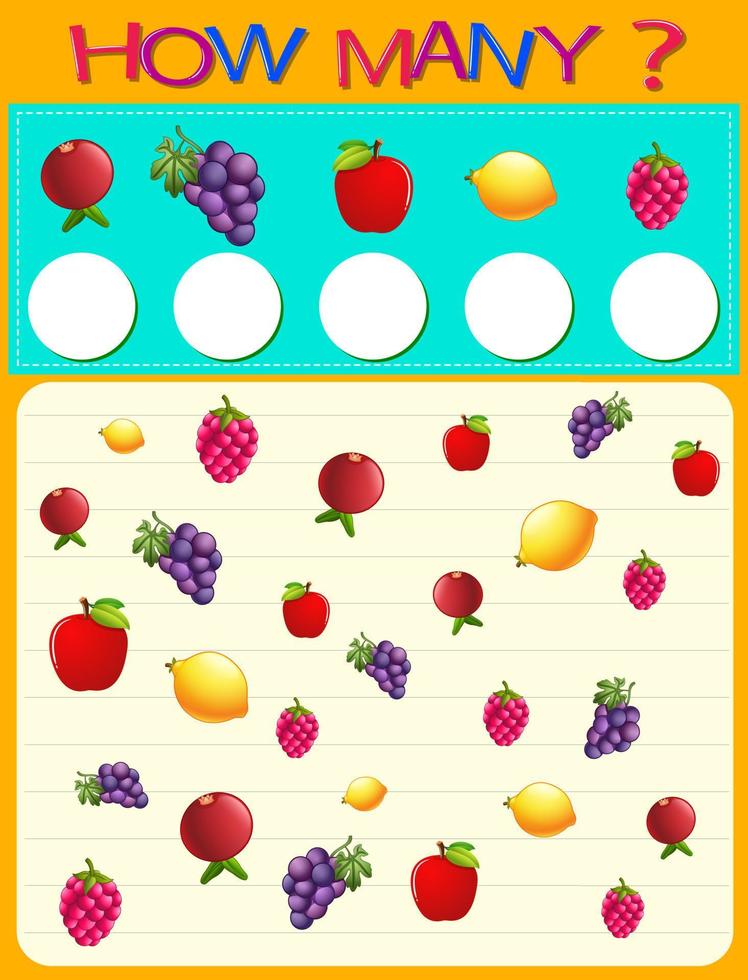 How many worksheet with many fruits vector