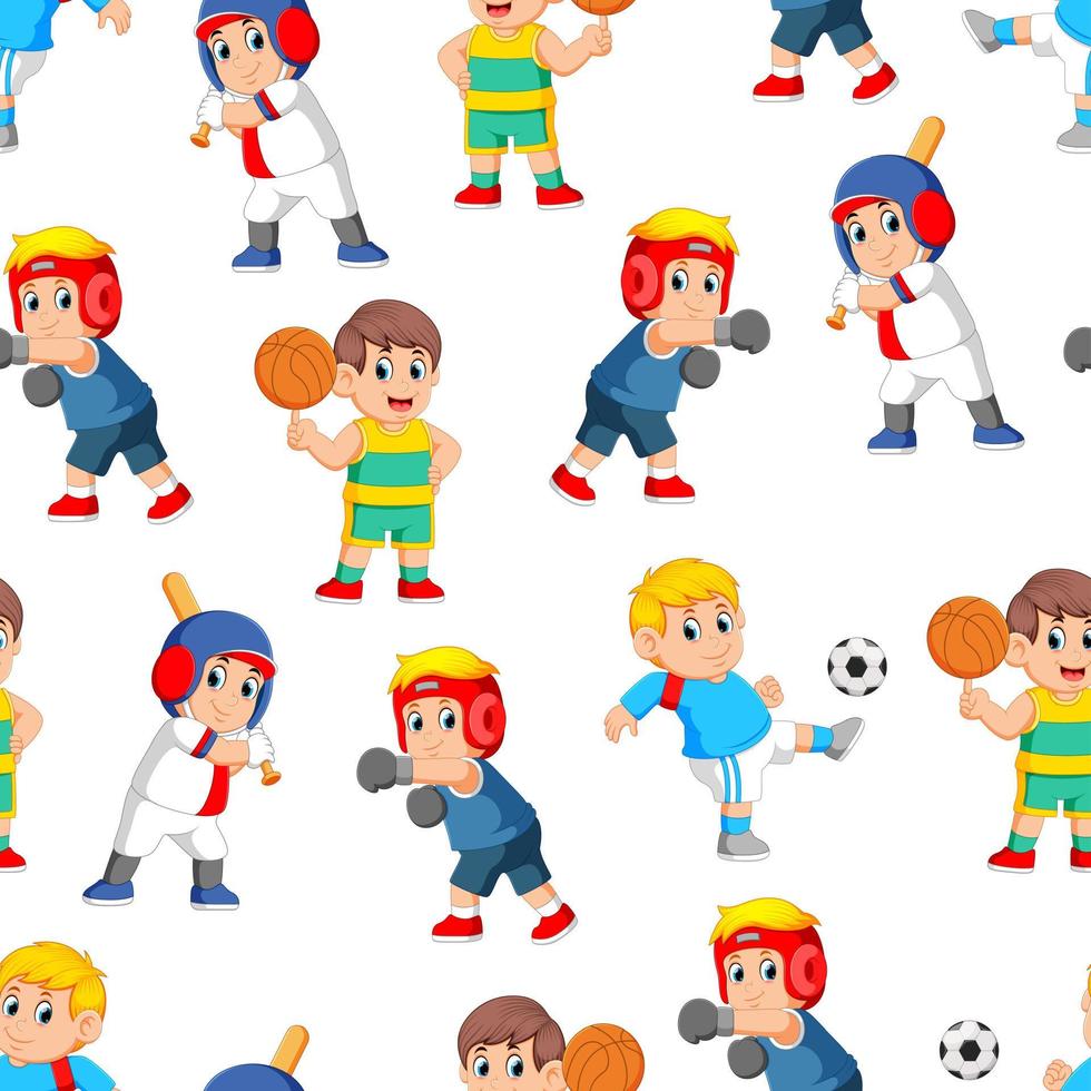 Seamless pattern with professional sports with different kind of sport vector