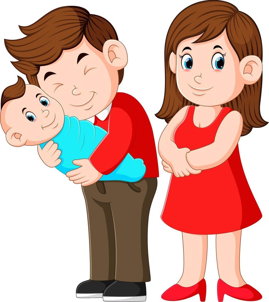 Woman and man holding a newborn vector