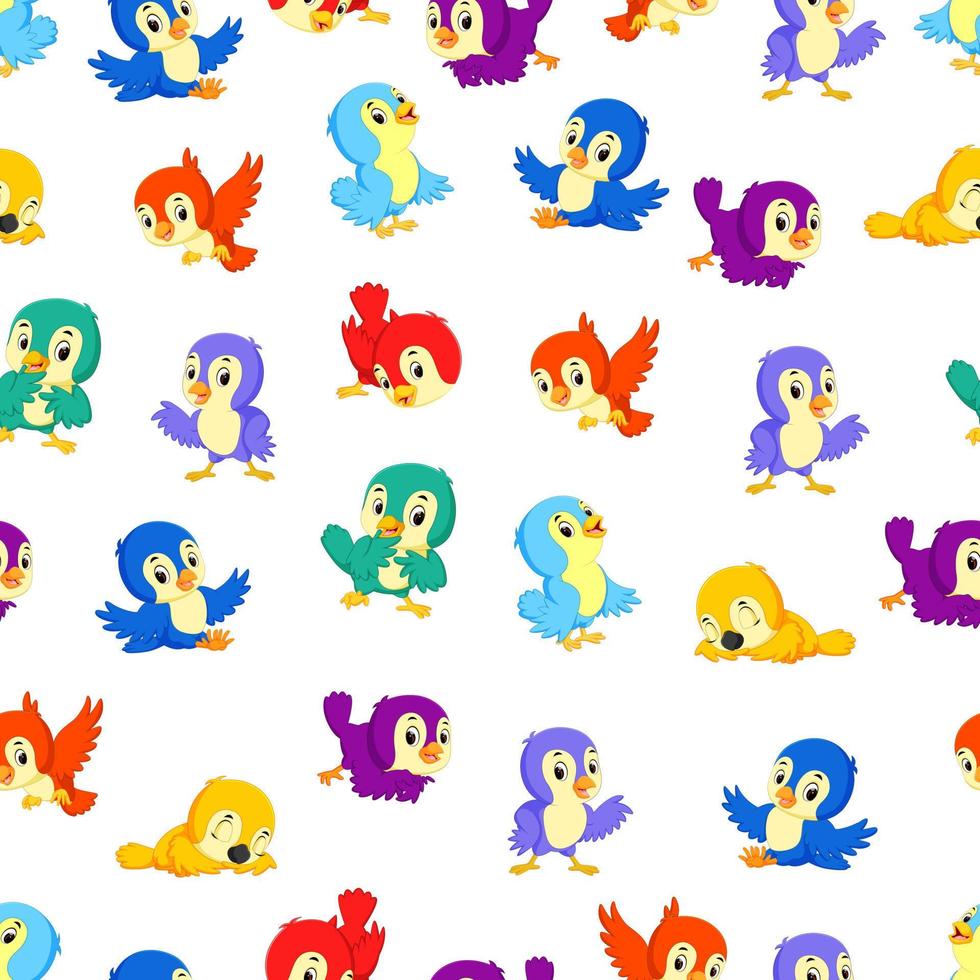 Seamless pattern with birds different color and activities vector