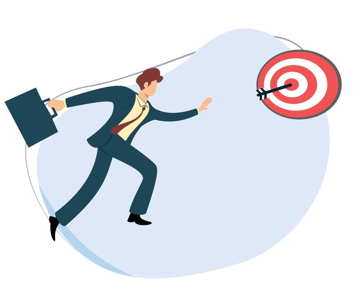 businessman chasing target board. flat design vector