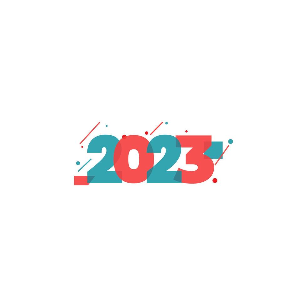 Happy New Year 2023 Text Design  number logo for brochure design template  card  banner Isolated on white background  Vector illustration
