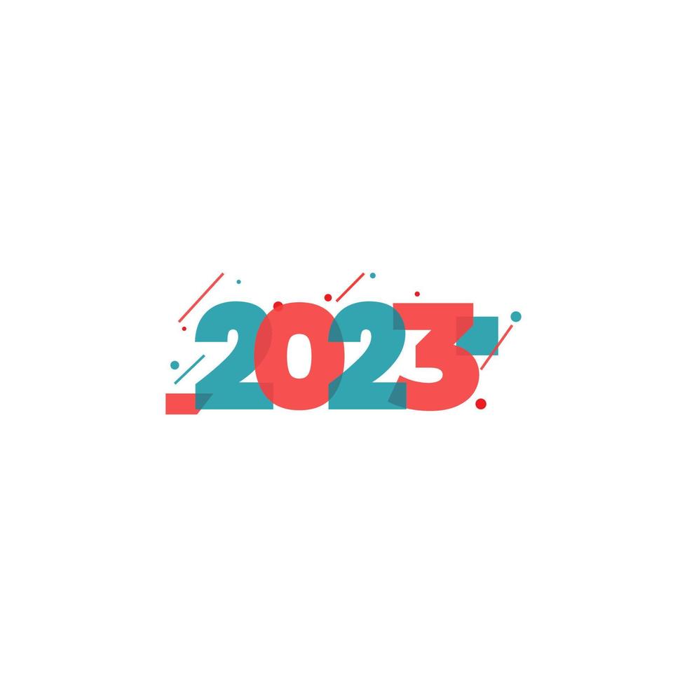 Happy New Year 2023 Text Design  number logo for brochure design template  card  banner Isolated on white background  Vector illustration