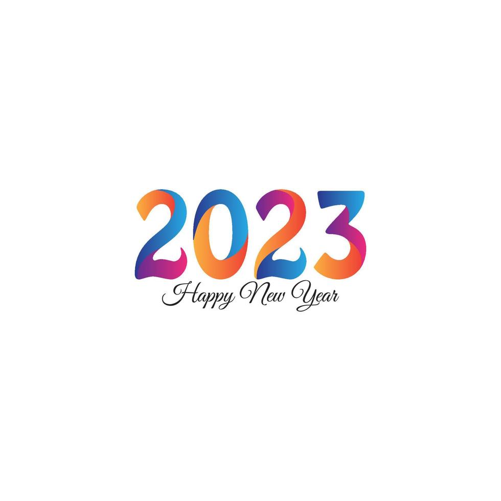 Happy New Year 2023  colorful number logo  brochure design template  card  banner Isolated on white background  Vector illustration