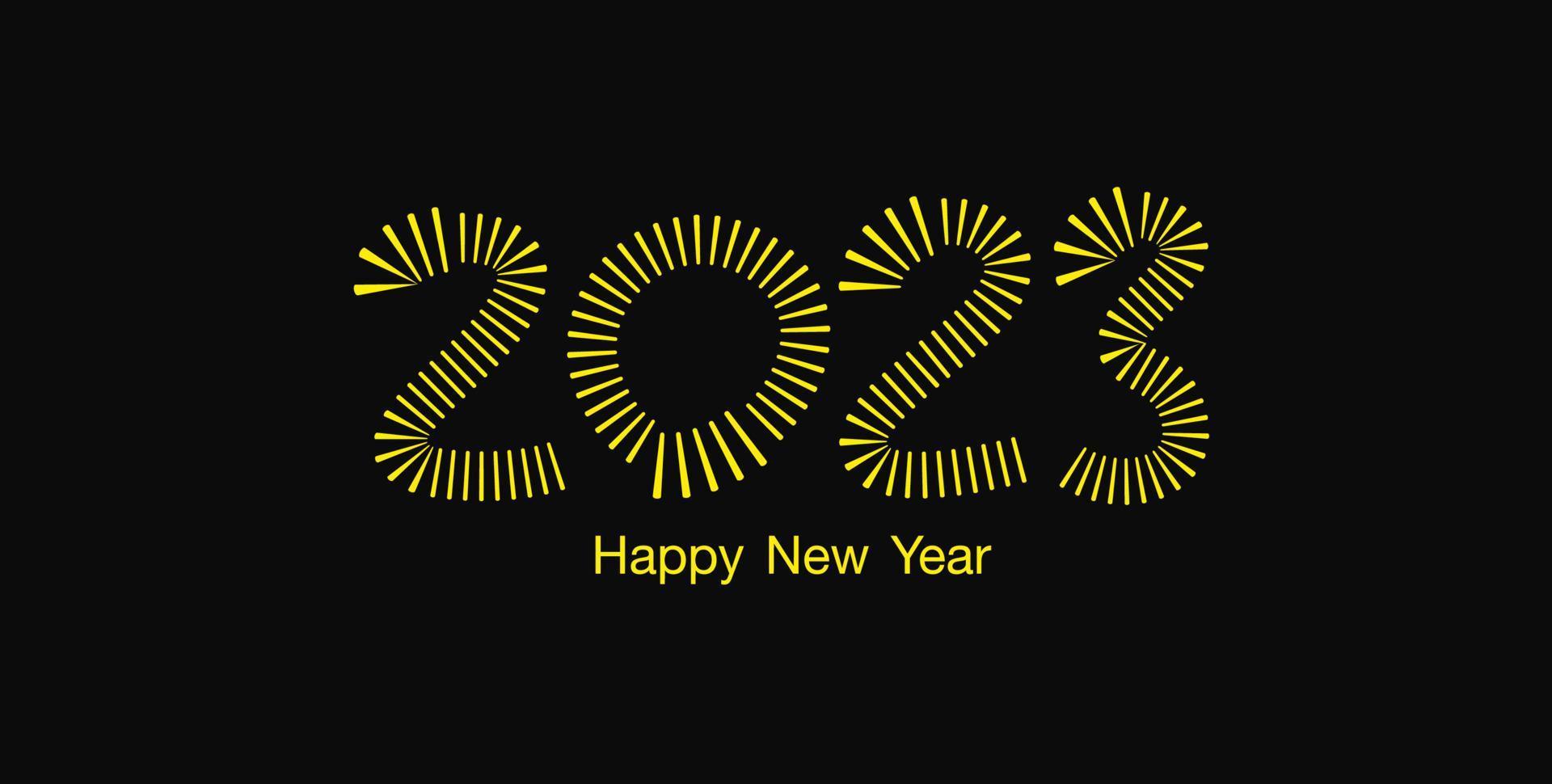 Happy new year 2023 on black background vector