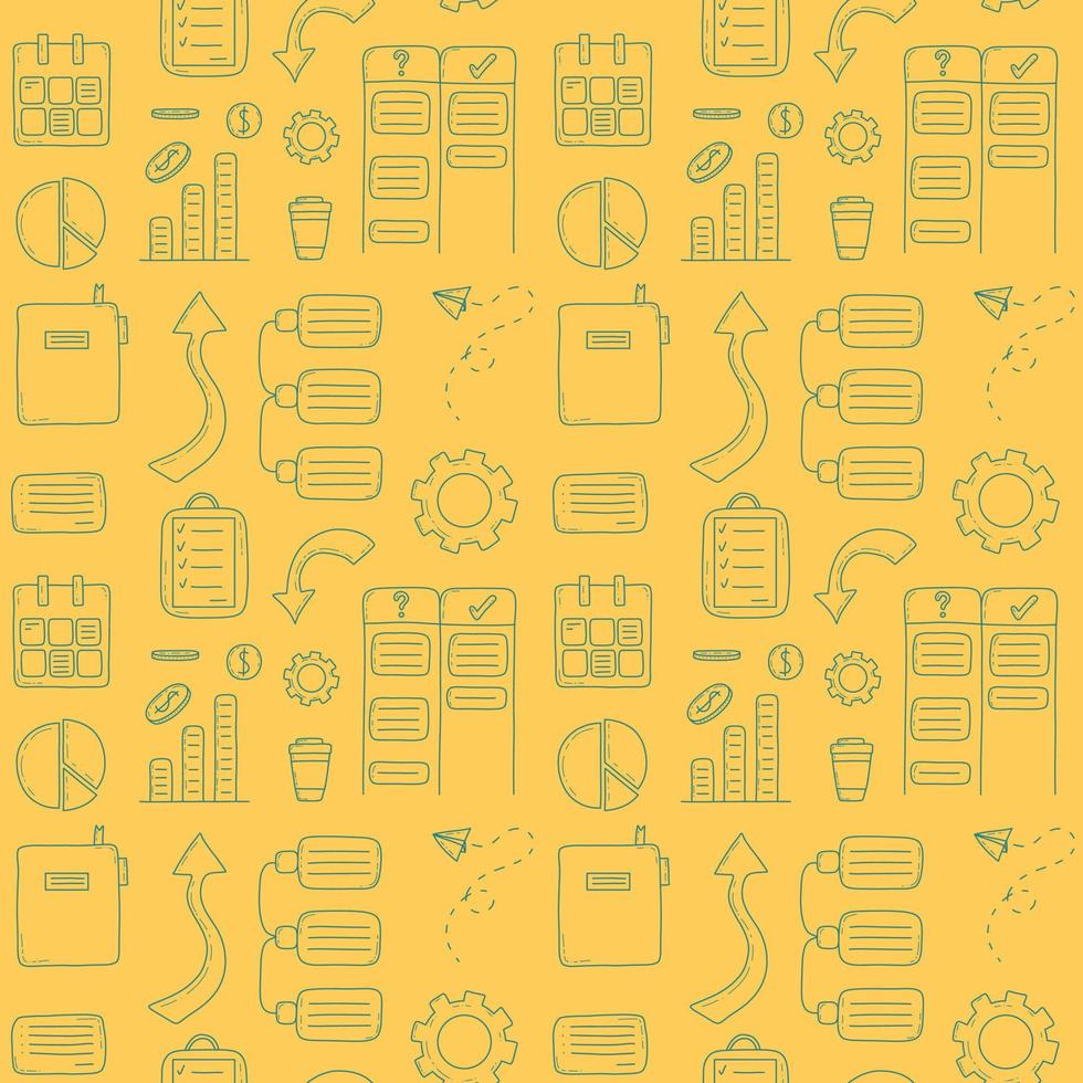 Doodle business and management vector seamless pattern