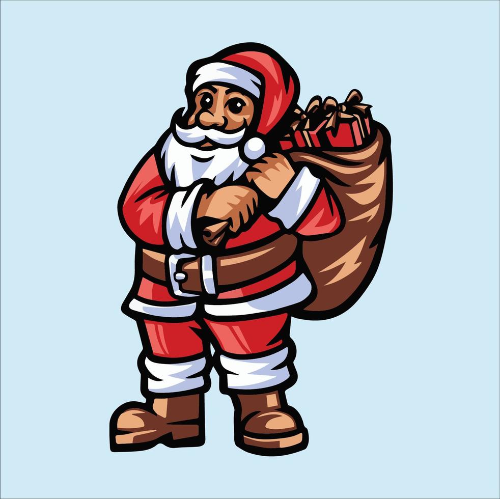 santa claus brings a gift sack vector