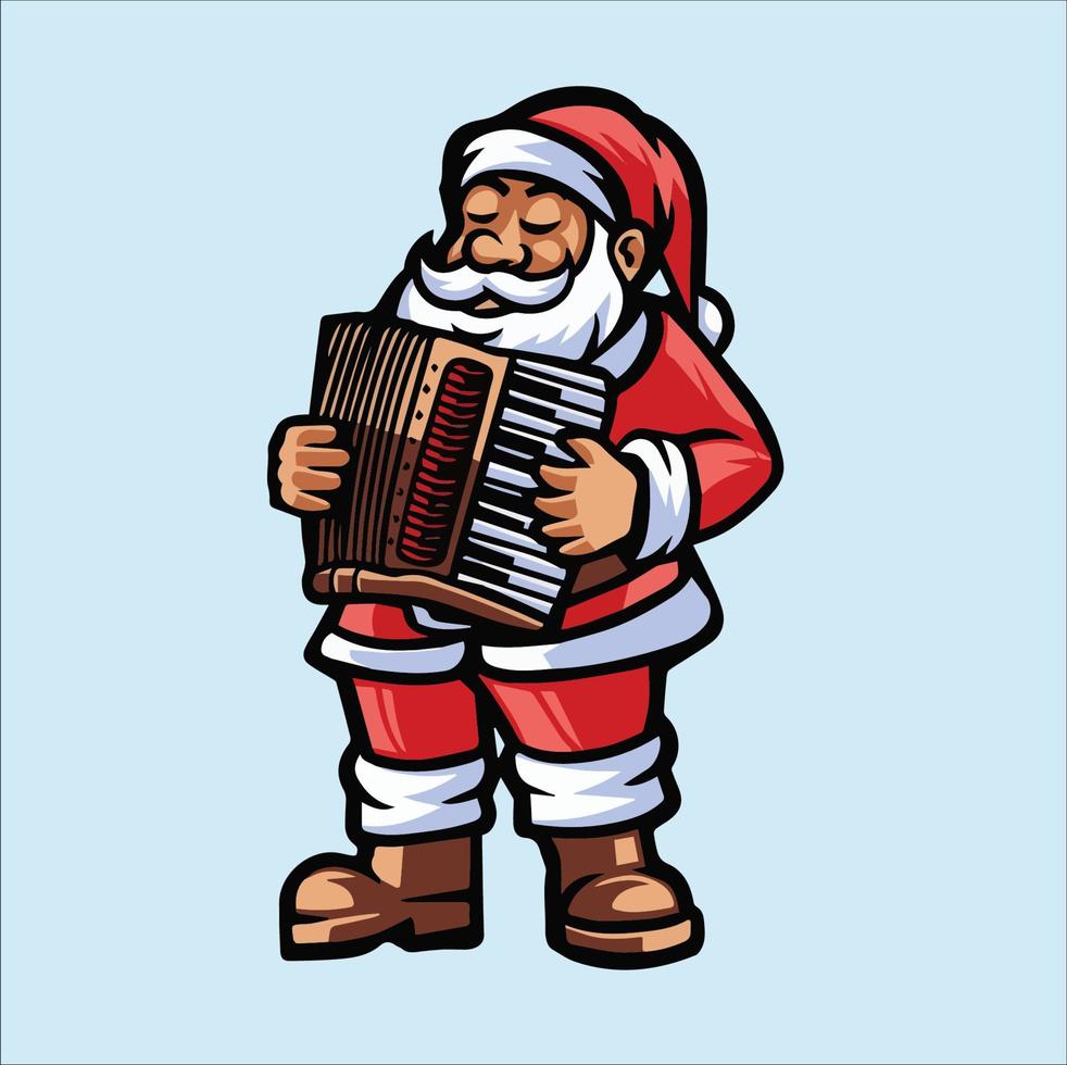 santa claus playing accordion vector