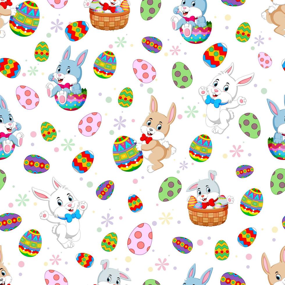 seamless pattern Easter bunnies vector