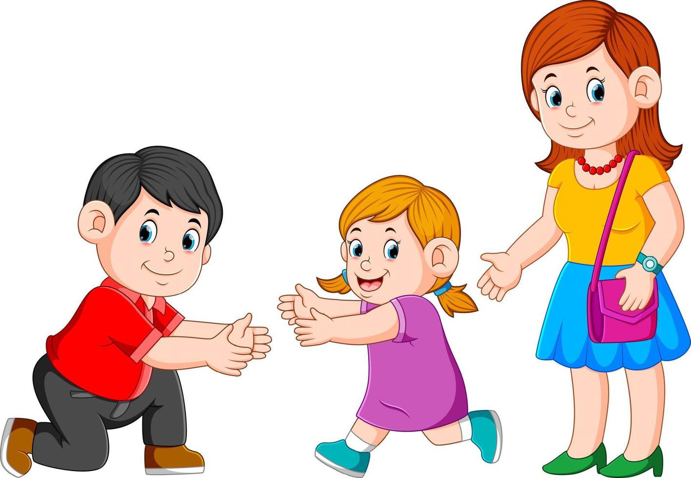 A father meeting his family vector
