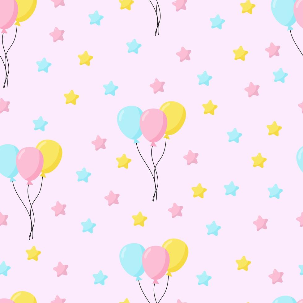 fondo transparente con globos de fiesta de diferentes colores ideal para baby shower.globos de aire vector de patrones sin fisuras. diseño para decoración del hogar, textil, decoración de cocina. fondo rosa