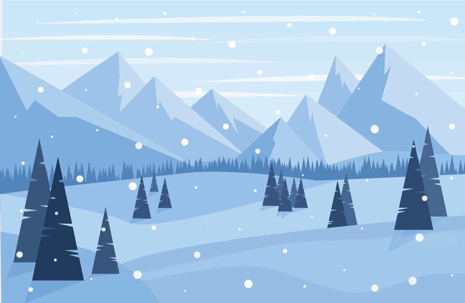 Vector seamless winter landscape Christmas card.