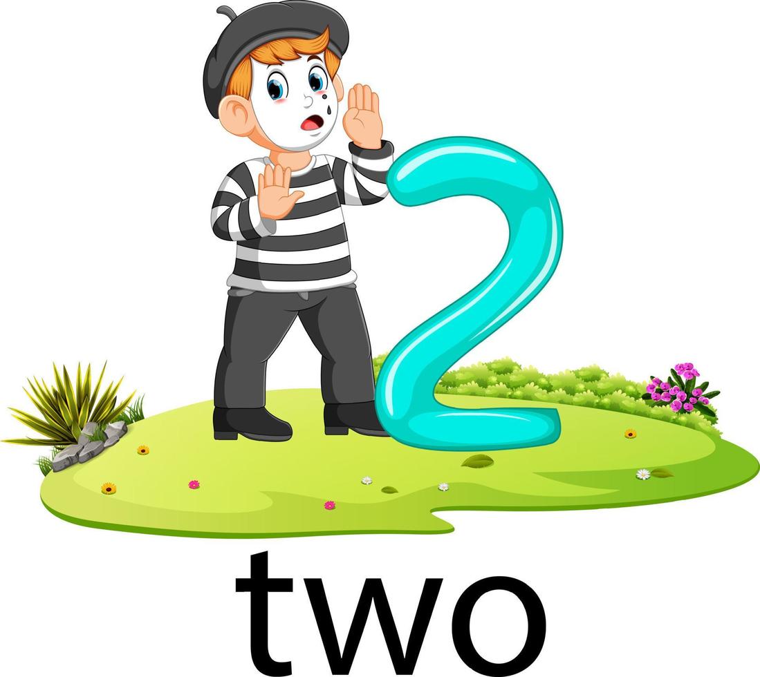 pantomime with the 2 balloon number and text with different posing vector