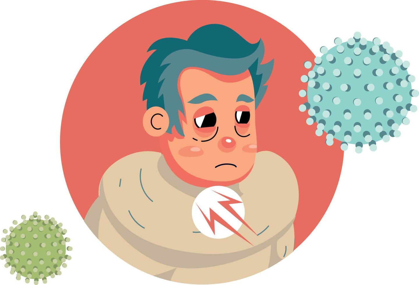 Man with a sore throat, angina. Vector illustration