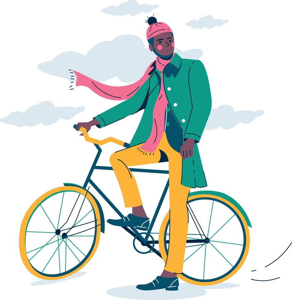 Man riding by bicycle vector illustration