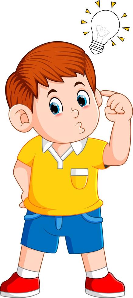 boy thinking and get bright idea vector