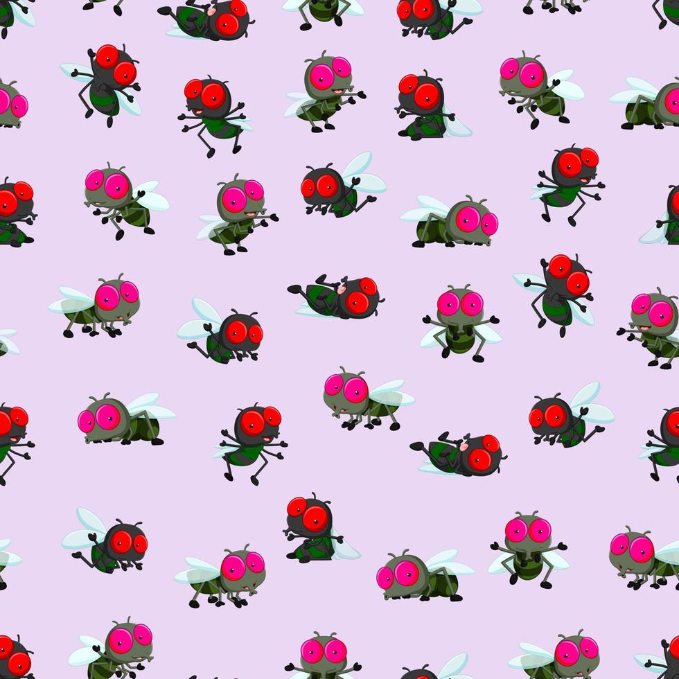 Seamless pattern with cute little flies cartoon vector