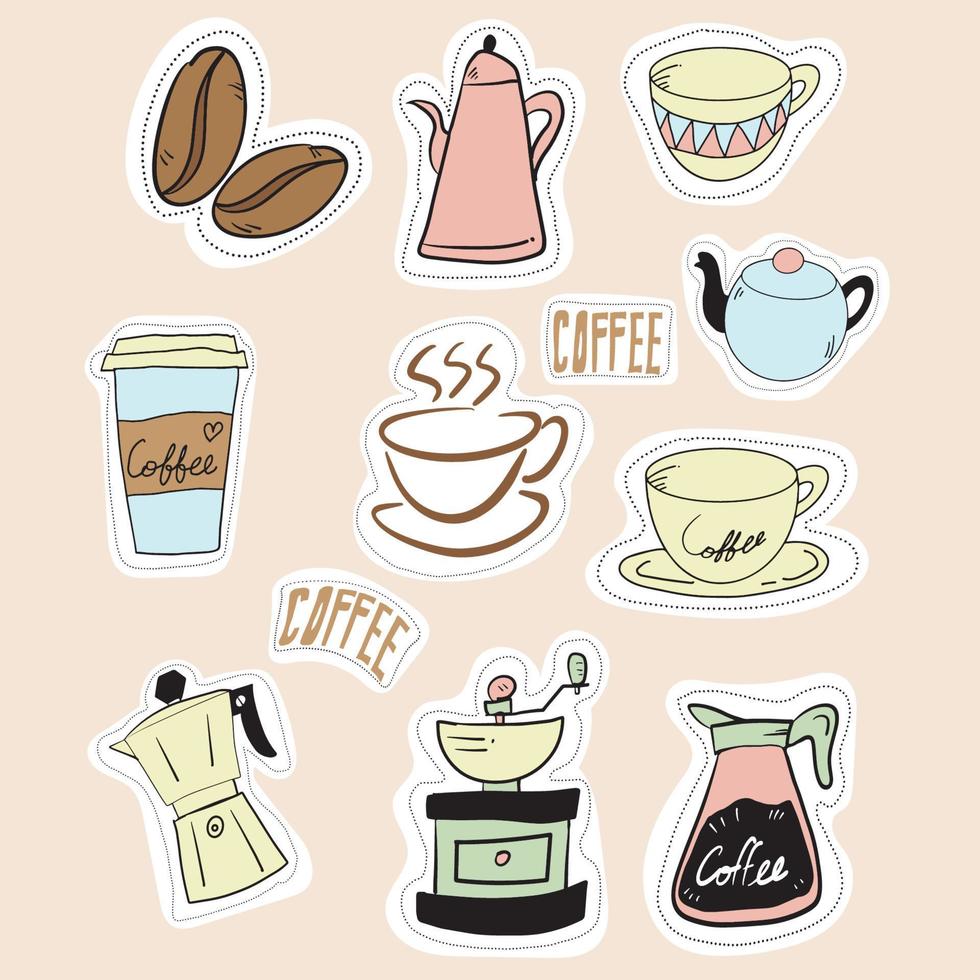 The coffee bundle for hot drink of food concept vector