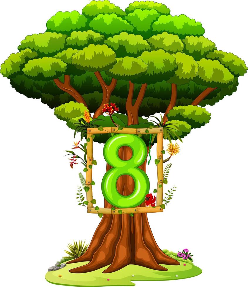 a tree with a number eight figure on a white background vector