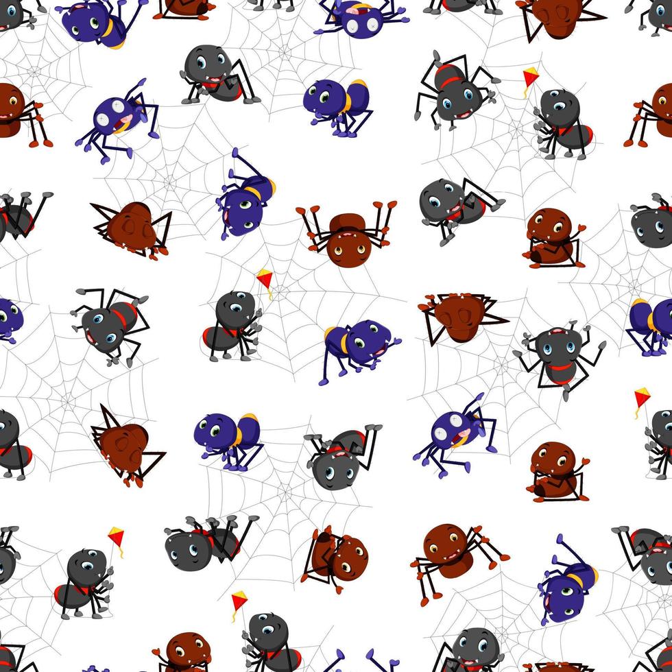 Seamless pattern with spider cartoon vector