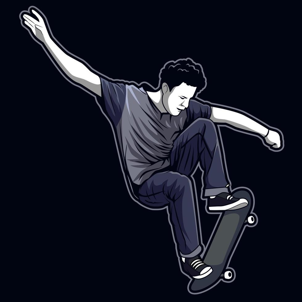 concepto de ilustración de dibujo vectorial de skate vector