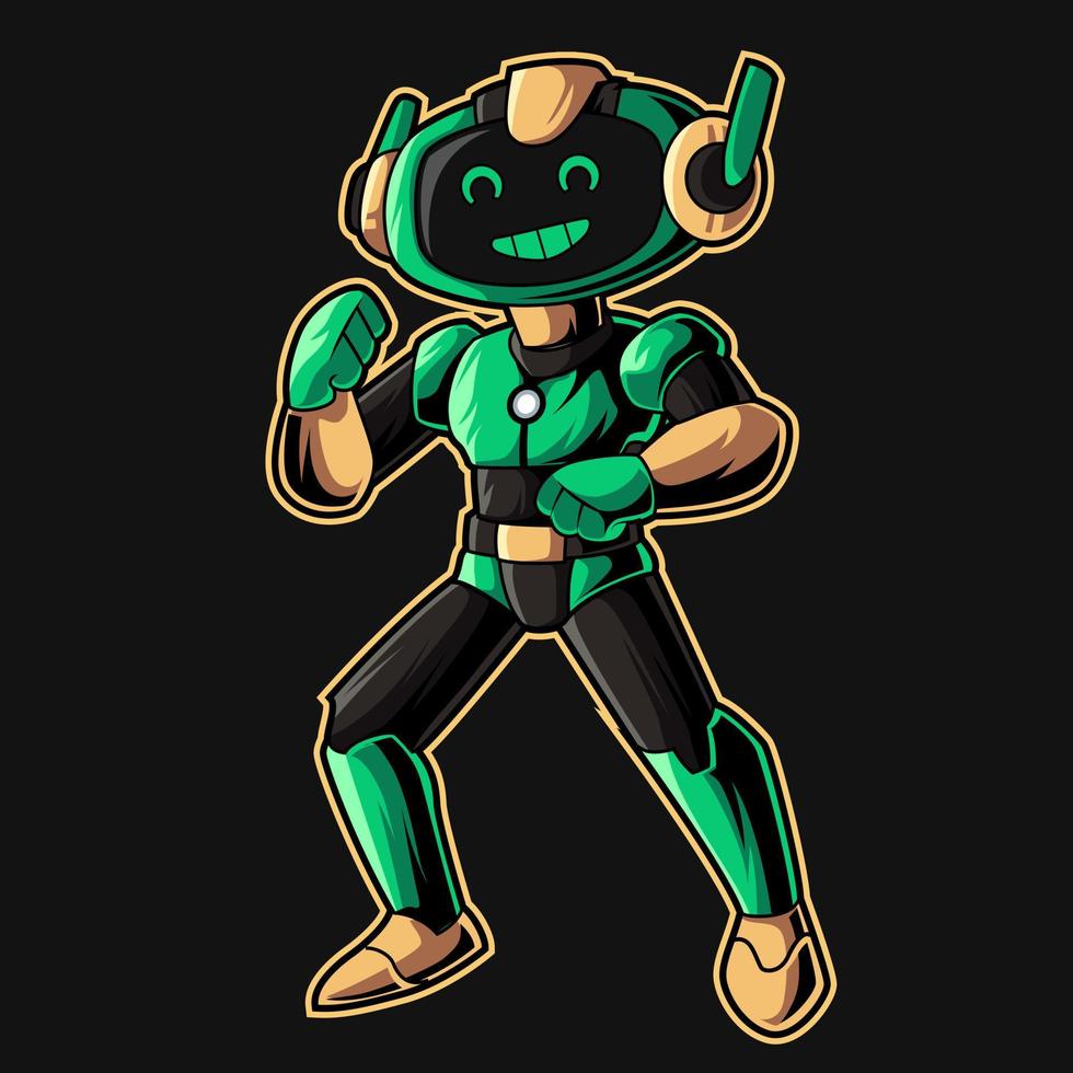 robot mascot character cartoon illustration vector