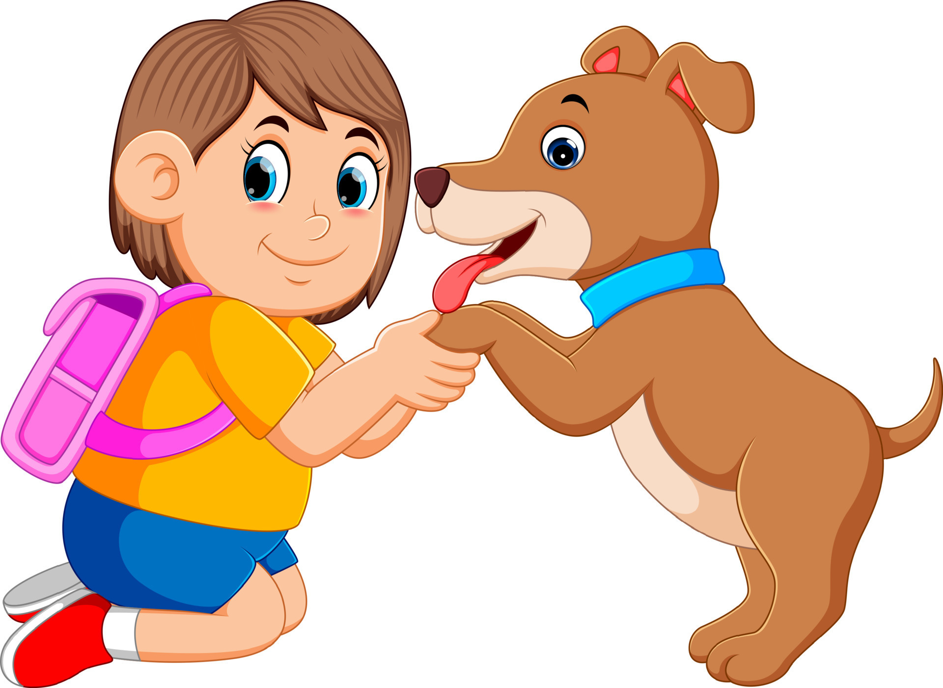 a-little-girl-with-the-pink-bag-holding-the-dog-feet-13799169-vector