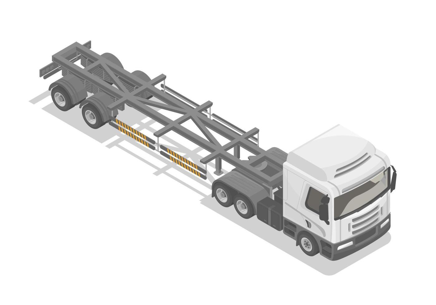 semirremolque vacío sin contenedor camión blanco isométrico modelo vectorial aislado vista superior vector