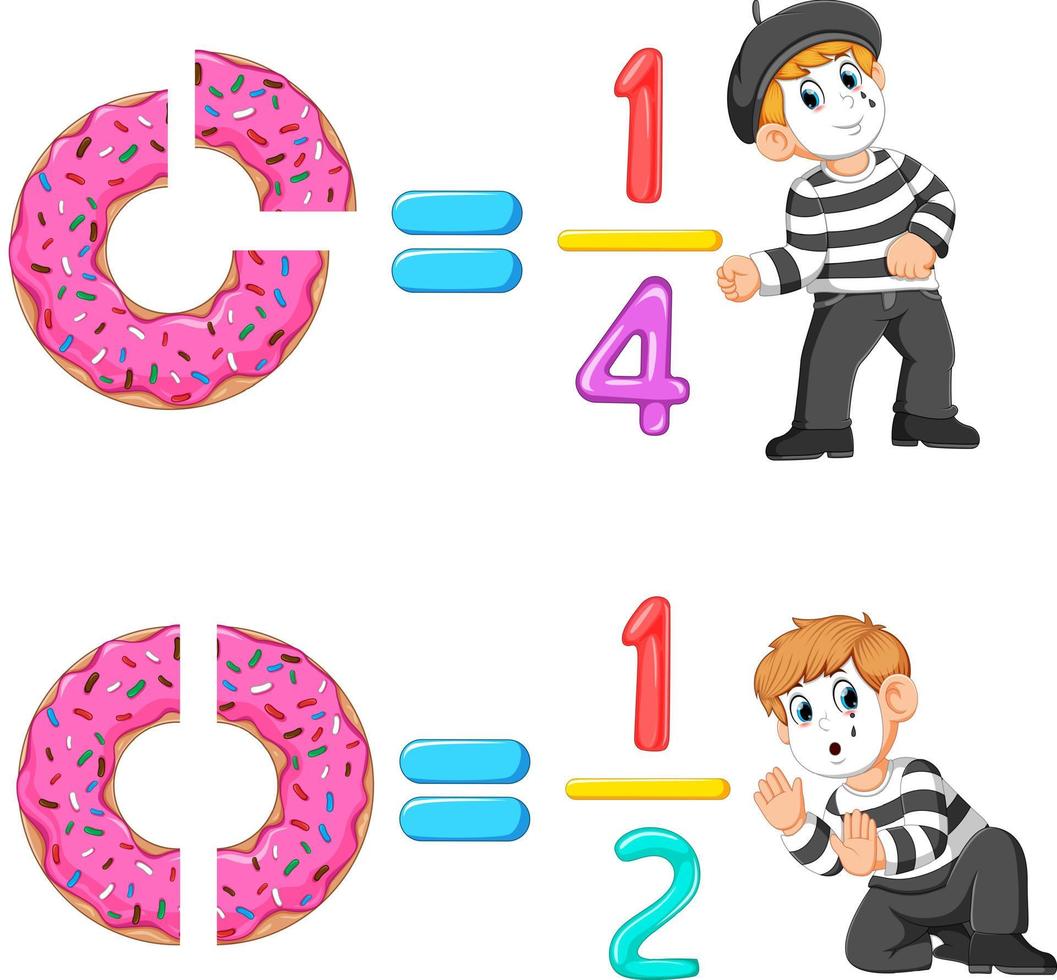 el reparto del numero de donas y mermelada con la buena pantomima vector