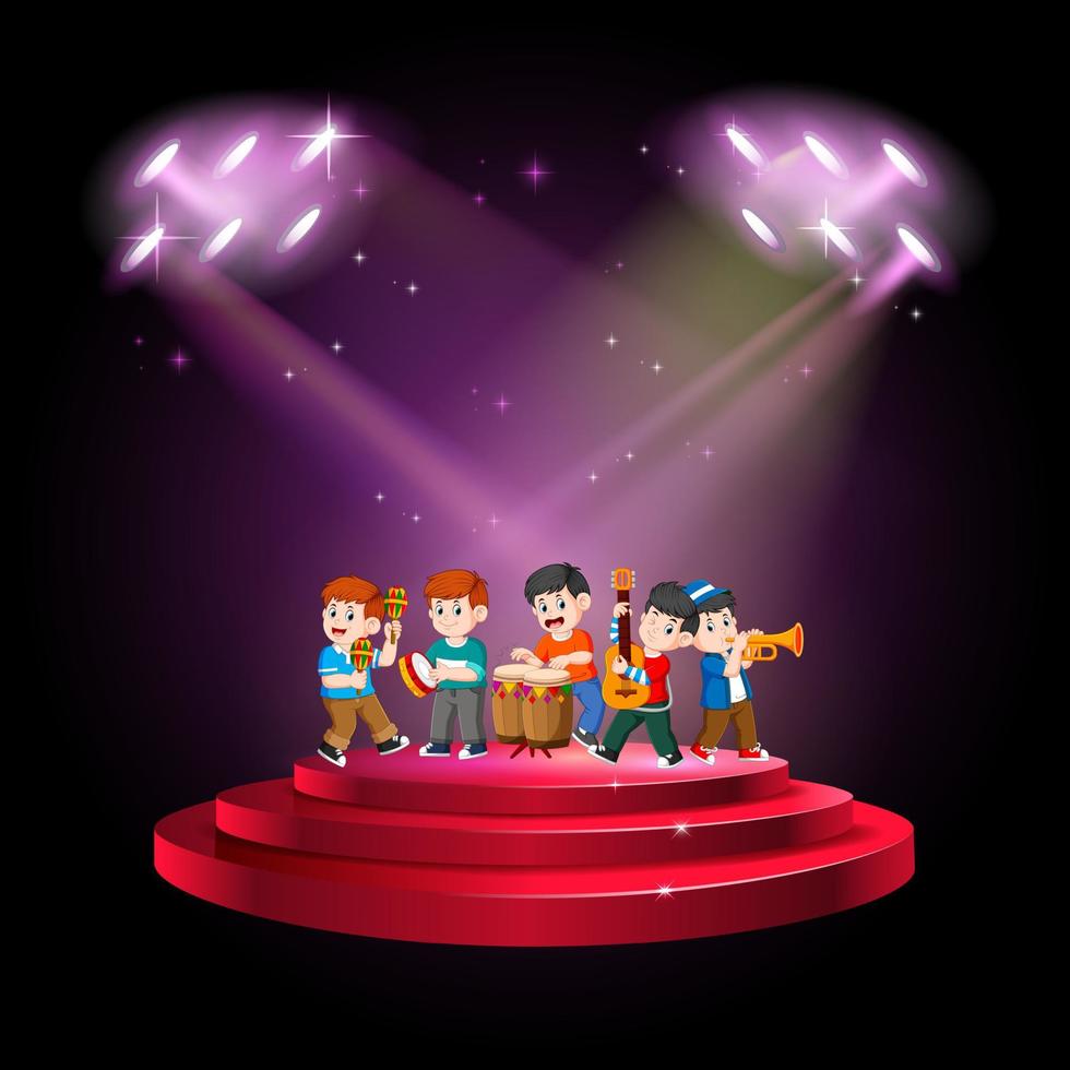 group band playing music at the stage vector