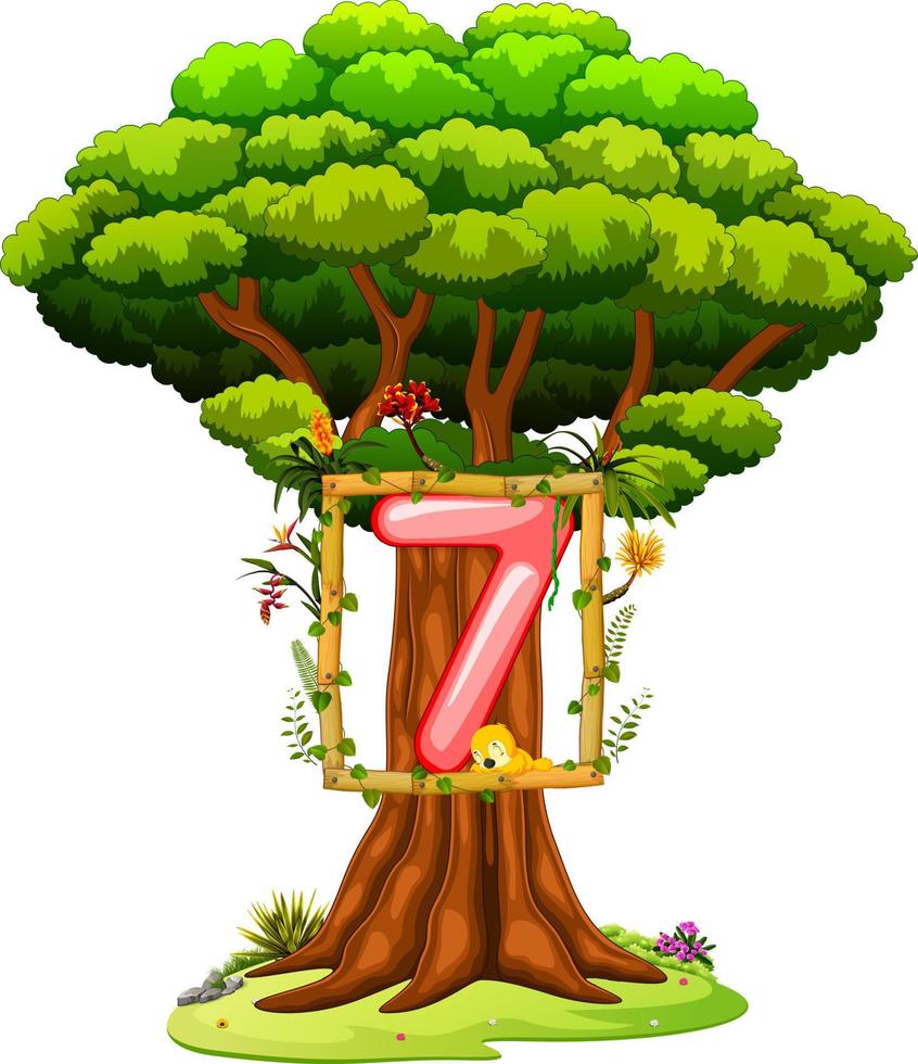 a tree with a number seven figure on a white background vector