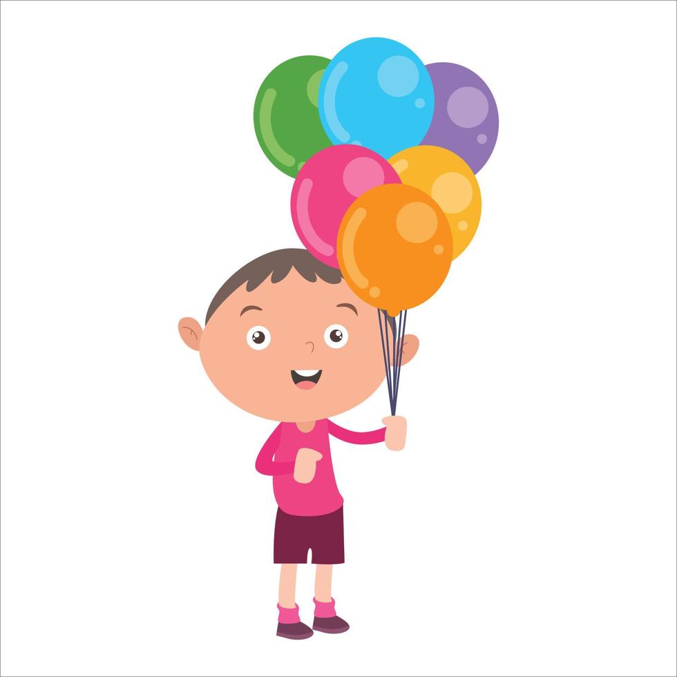 illustration vector graphic boy activity, playing colourfull ballon. isolated on white background