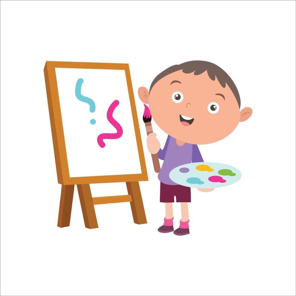 actividad de niño gráfico vectorial de ilustración, pintura con acuarela. aislado sobre fondo blanco vector