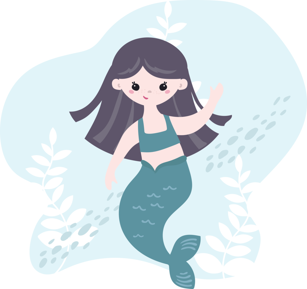 little mermaid cartoon  illustration, children greeting and invitation cards. png